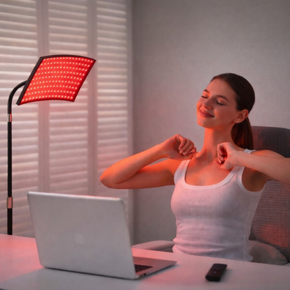 ArcRise floor stand roodlichttherapie paneel (red light therapy panel) in kamer, 660nm rood + 850nm near-infrared (NIR)