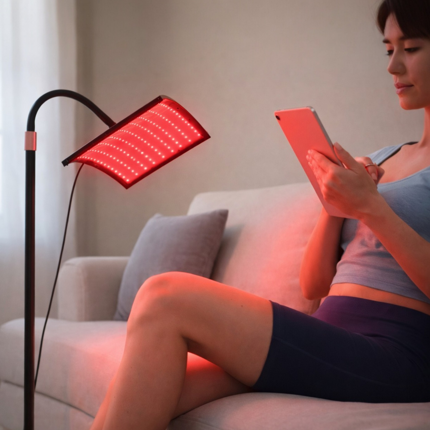 ArcRise verstelbare floor stand met roodlichtpaneel (red light therapy panel), 660nm rood + 850nm near-infrared (NIR)